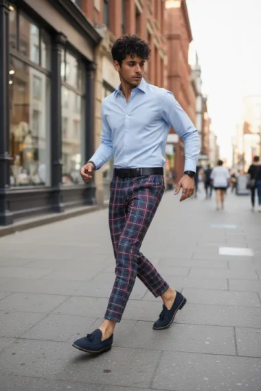 Pantaloni barbati eleganti in carouri B1745 B15-4